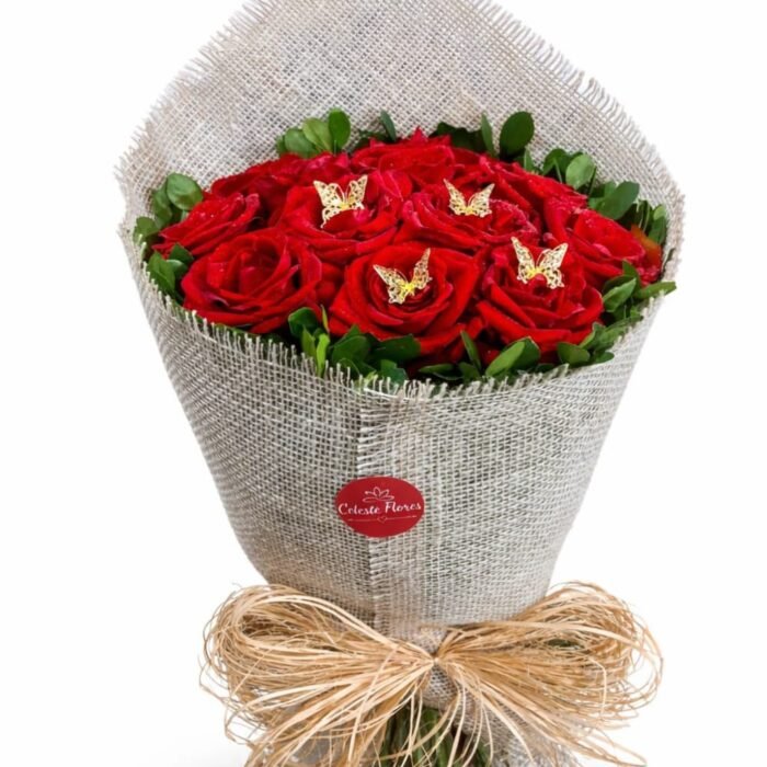 Requinte Rústico Rosas Vermelhas e Borboletas