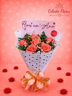 Buquê Coleção Sublime Flores com Amor de Rosas Corais