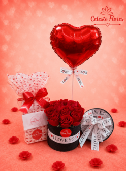 Combo Box  Black de Rosas vermelhas aveludas completo